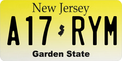 NJ license plate A17RYM