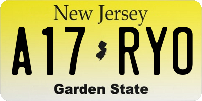 NJ license plate A17RYO