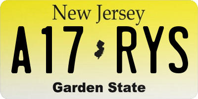 NJ license plate A17RYS