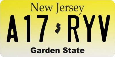 NJ license plate A17RYV