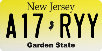 NJ license plate A17RYY