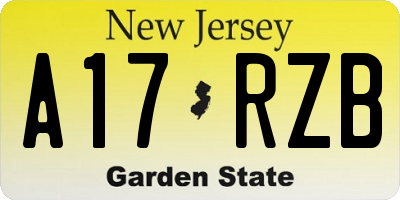 NJ license plate A17RZB