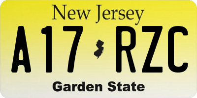NJ license plate A17RZC