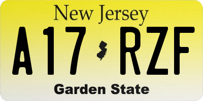 NJ license plate A17RZF