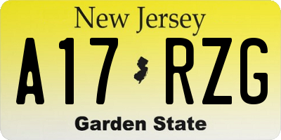 NJ license plate A17RZG