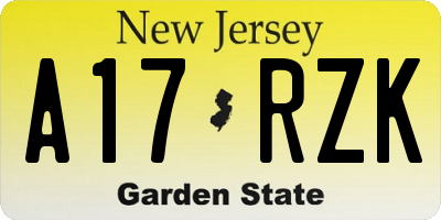 NJ license plate A17RZK
