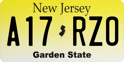 NJ license plate A17RZO
