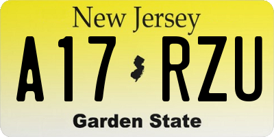 NJ license plate A17RZU