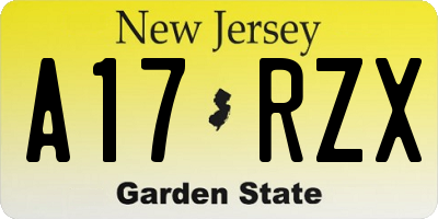 NJ license plate A17RZX