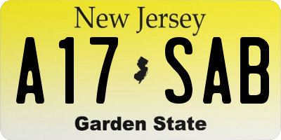 NJ license plate A17SAB