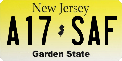 NJ license plate A17SAF