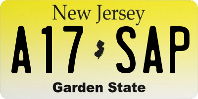 NJ license plate A17SAP