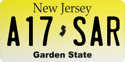 NJ license plate A17SAR