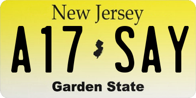 NJ license plate A17SAY