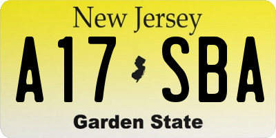 NJ license plate A17SBA