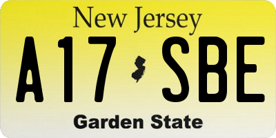 NJ license plate A17SBE