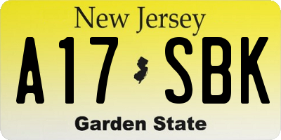 NJ license plate A17SBK
