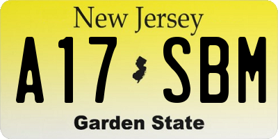 NJ license plate A17SBM