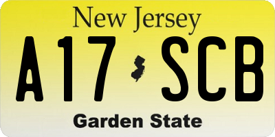 NJ license plate A17SCB