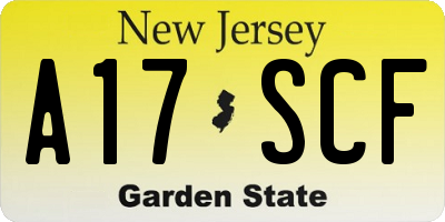 NJ license plate A17SCF