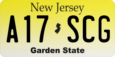 NJ license plate A17SCG
