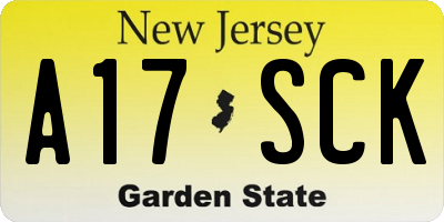NJ license plate A17SCK