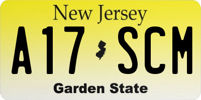 NJ license plate A17SCM
