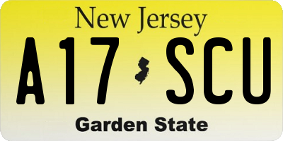 NJ license plate A17SCU