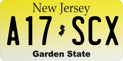NJ license plate A17SCX