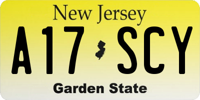 NJ license plate A17SCY