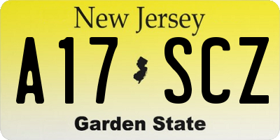NJ license plate A17SCZ