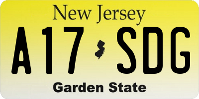 NJ license plate A17SDG