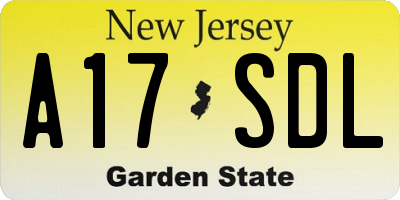 NJ license plate A17SDL