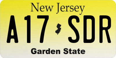 NJ license plate A17SDR