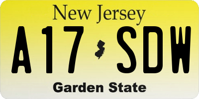 NJ license plate A17SDW