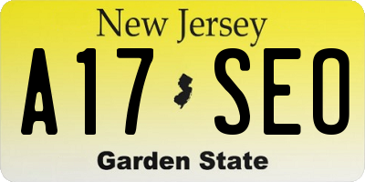 NJ license plate A17SEO