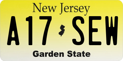 NJ license plate A17SEW