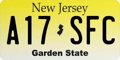 NJ license plate A17SFC