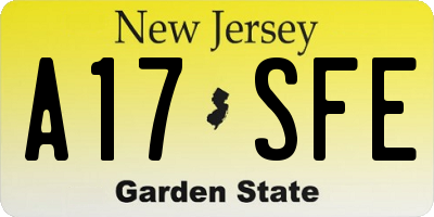 NJ license plate A17SFE