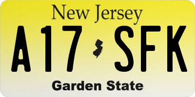 NJ license plate A17SFK