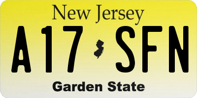 NJ license plate A17SFN