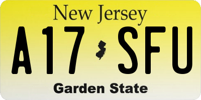 NJ license plate A17SFU