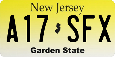 NJ license plate A17SFX