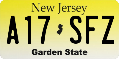 NJ license plate A17SFZ