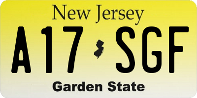 NJ license plate A17SGF