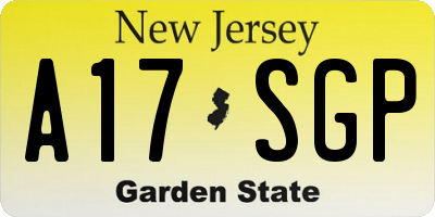 NJ license plate A17SGP