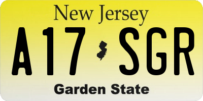 NJ license plate A17SGR