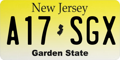 NJ license plate A17SGX