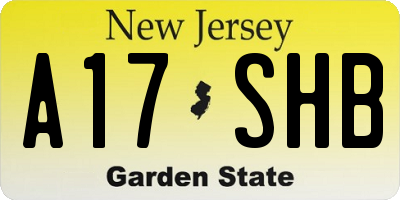 NJ license plate A17SHB