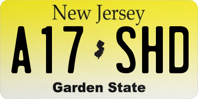NJ license plate A17SHD